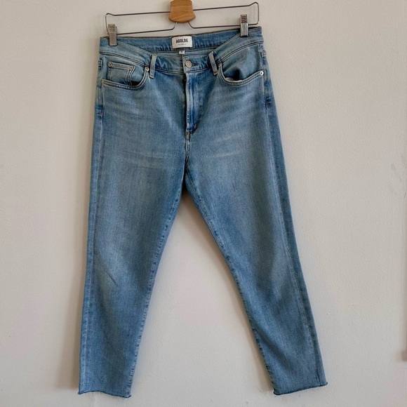 Agolde Sophie cropped high waist raw hem jeans size 30 - Picture 2 of 7
